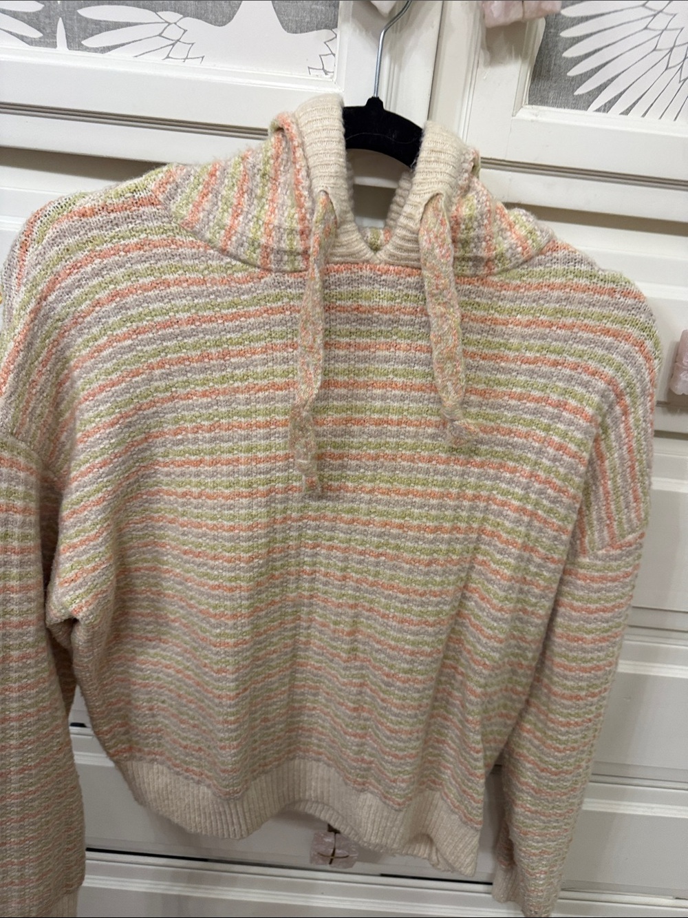 Newbury Kustom Cream Hoodie Sweater with Pastel Stripes